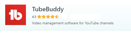 A snapshot of overall rating for TubeBuddy.