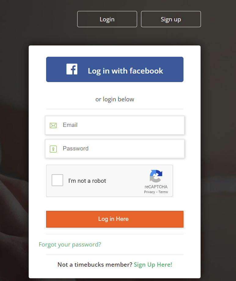 Entre your Facebook's Email and Password to sign-up.