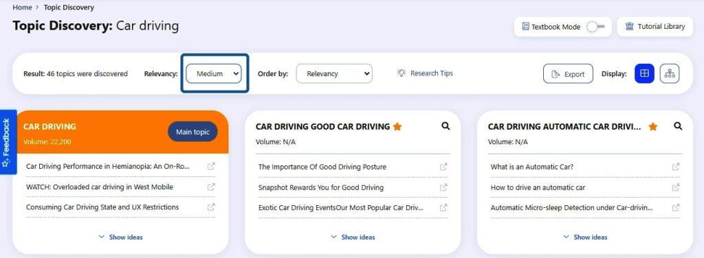 A snapshot of topic discovery where the discovered topic is "Car driving".