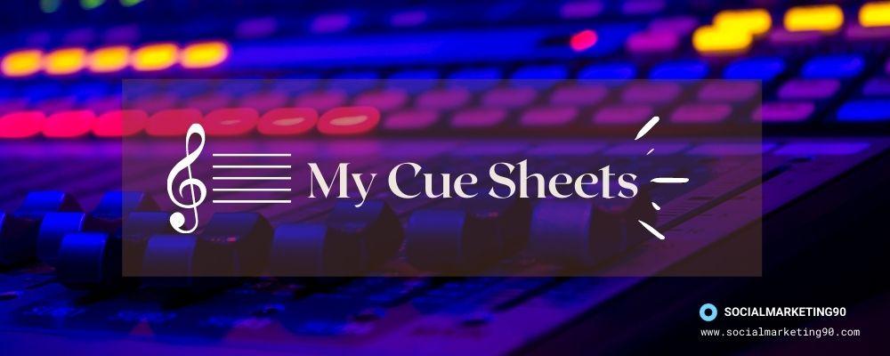 Image illustrates "my cue sheet" feature in AudioHero.